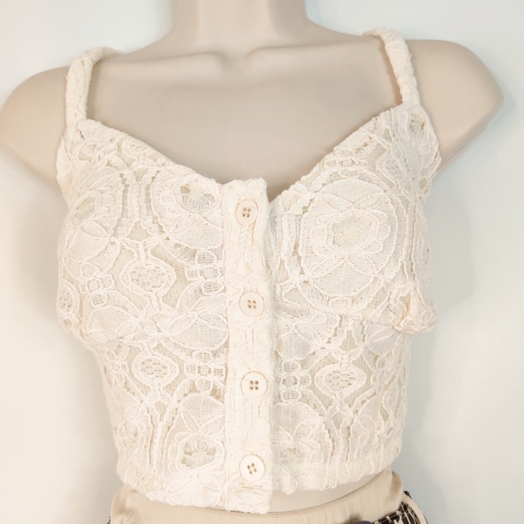 Pac Sun L.A.‎ Hearts crop lace bra style top creme - Picture 2 of 8